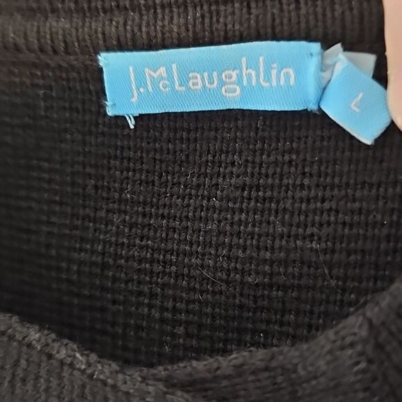 J. McLaughlin Large Black Cardigan with Gold Buckle Closure Accents - Picture 5 of 8